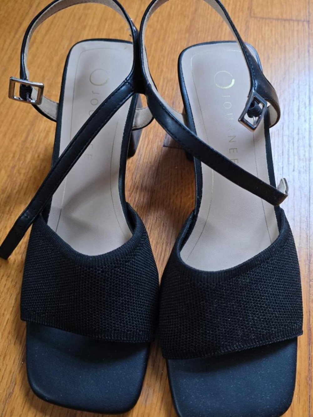 7M Journee Collection Women's Evylinn Knit Block Heel Sandals in black
